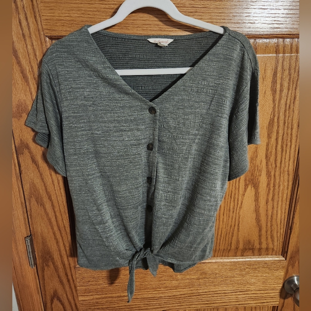 Weatherproof Olive Button-Up Crop Top